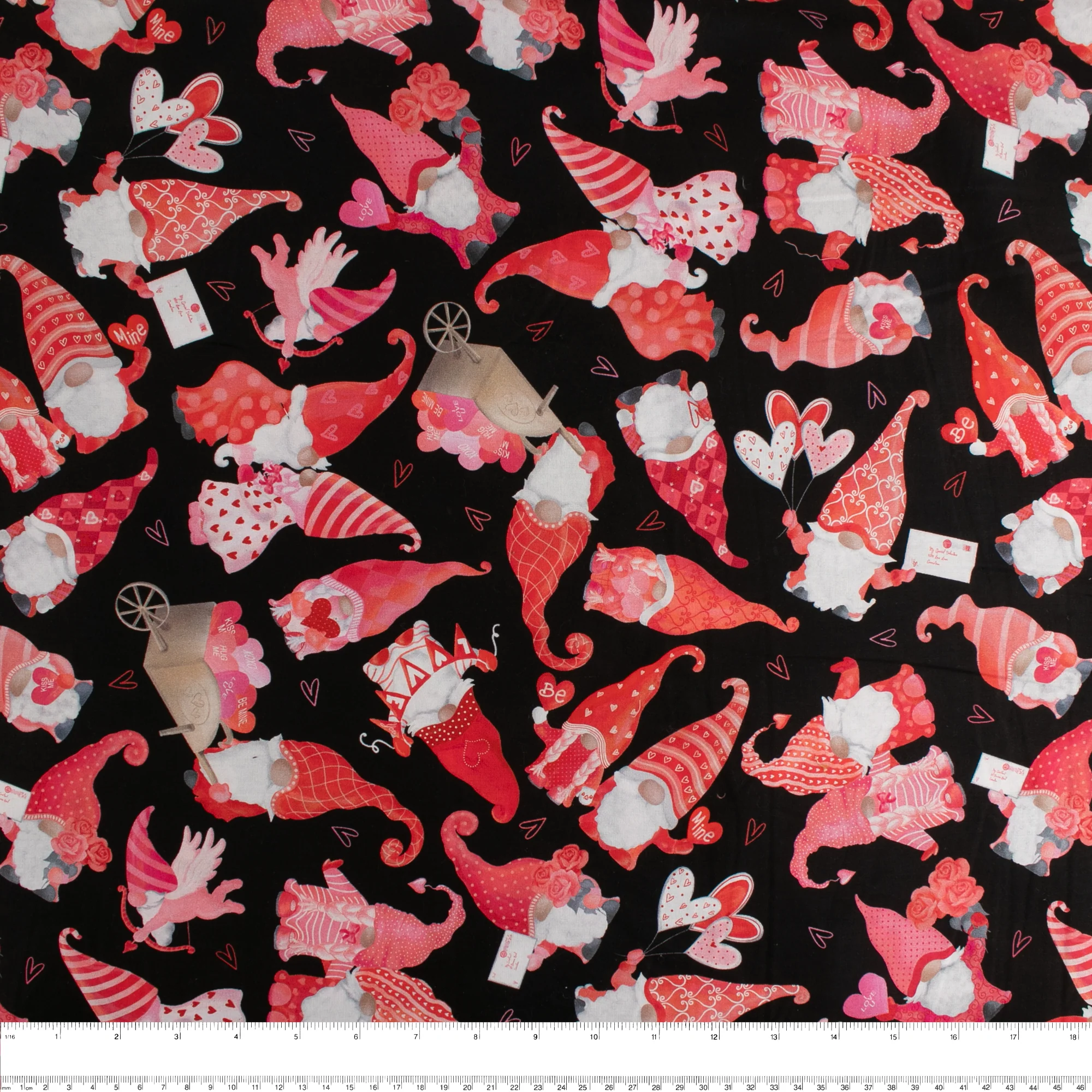 VALENTINE'S Printed Cotton - Gnomes - Black - Image 2