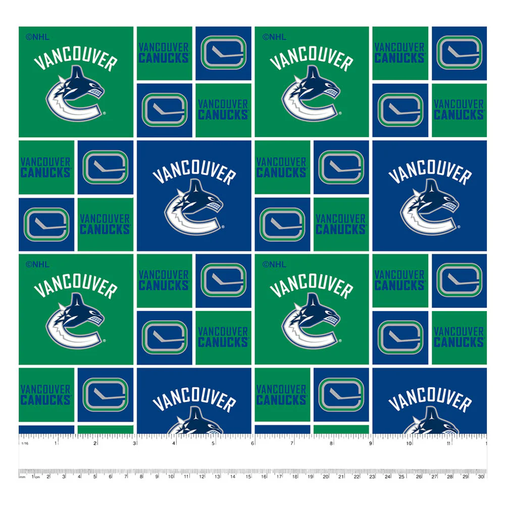 Vancouver Canucks - NHL Cotton Print - Squares - Image 2